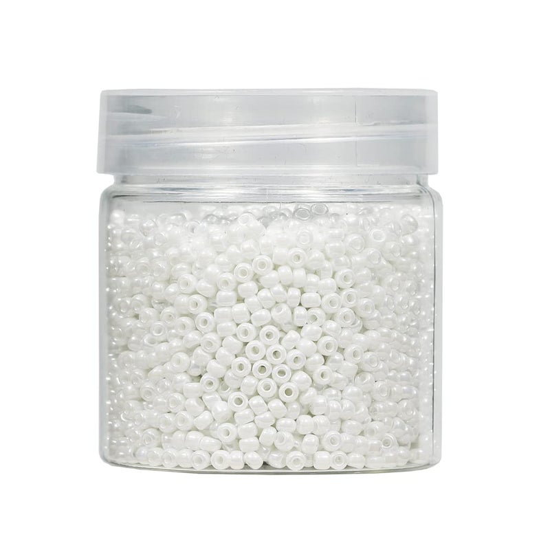 BALABEAD Opaque White Pearl Color Loose Seed Beads About 4000pcs in Box 8/0 Glass Craft Seed Beads for Jewelry Making, Hole 0.7mm (White Pearl) - Image 1